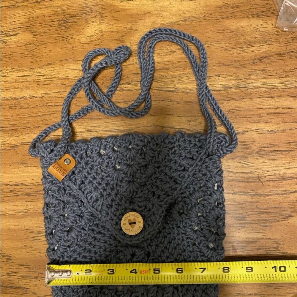 Handcrafted Blue Crochet Shoulder Bag